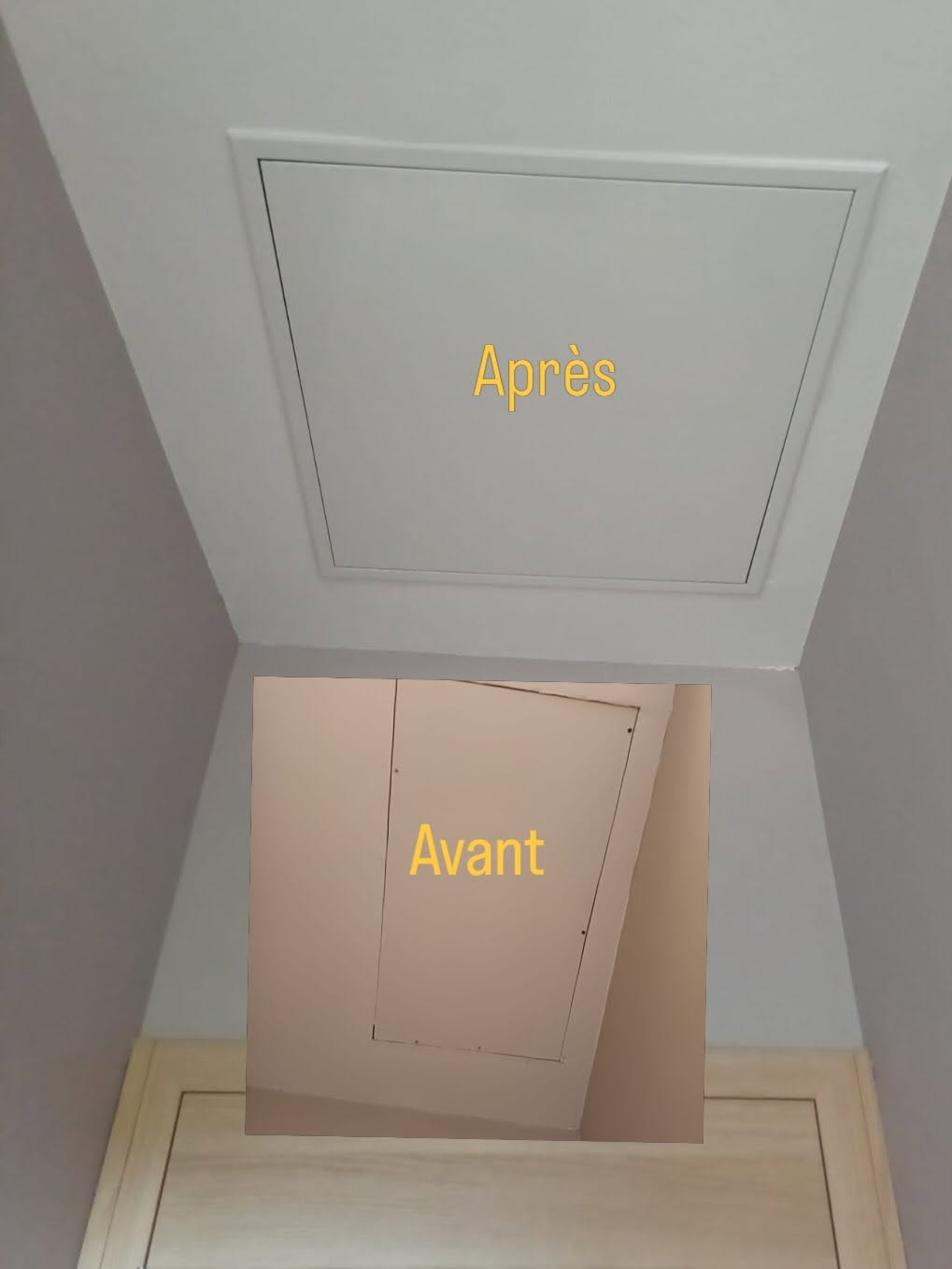 Coffrage de tuyaux et trappe d'accès, chantier à Méricourt